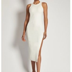 Meshki Viola Maxi split racer neck dress. Size small, white.